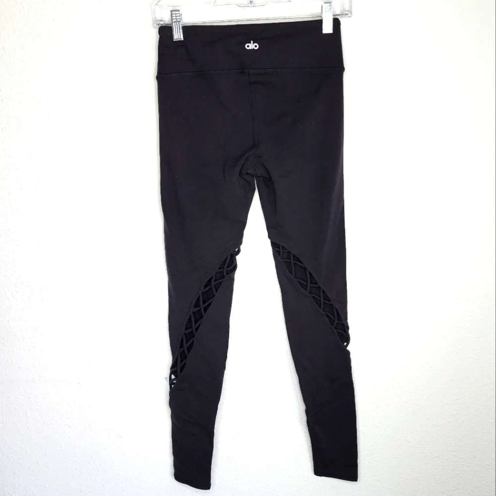 Alo Entwine Yoga Leggings Full Length Mid Rise Black